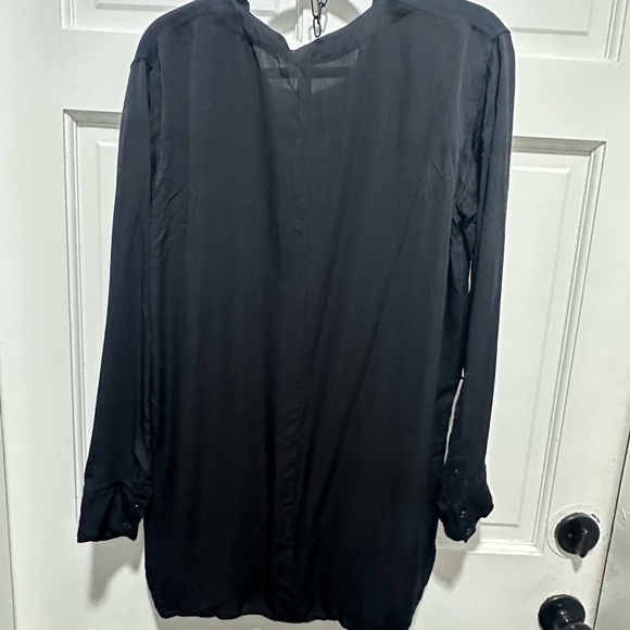 Helmut Lang Black V-Neck Silk Blouse Open Sides with Pockets Size Medium - Picture 6 of 6